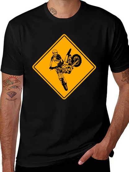 Motorcycle Stunt Warning Graphic T-Shirt