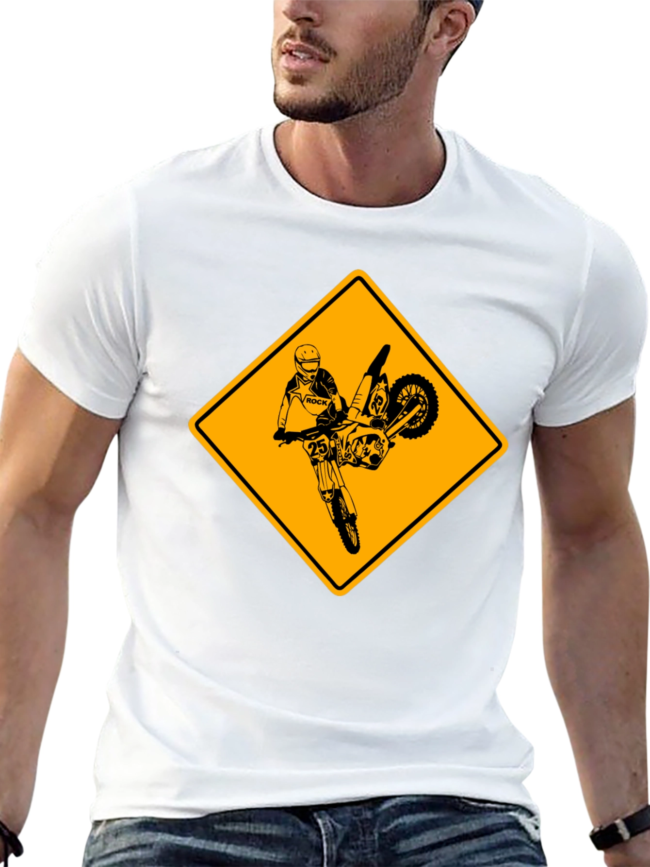 Motorcycle Stunt Warning Graphic T-Shirt