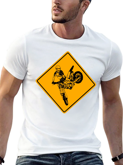 Motorcycle Stunt Warning Graphic T-Shirt