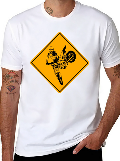 Motorcycle Stunt Warning Graphic T-Shirt