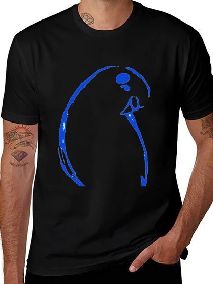 Abstract Blue Design Black T-Shirt
