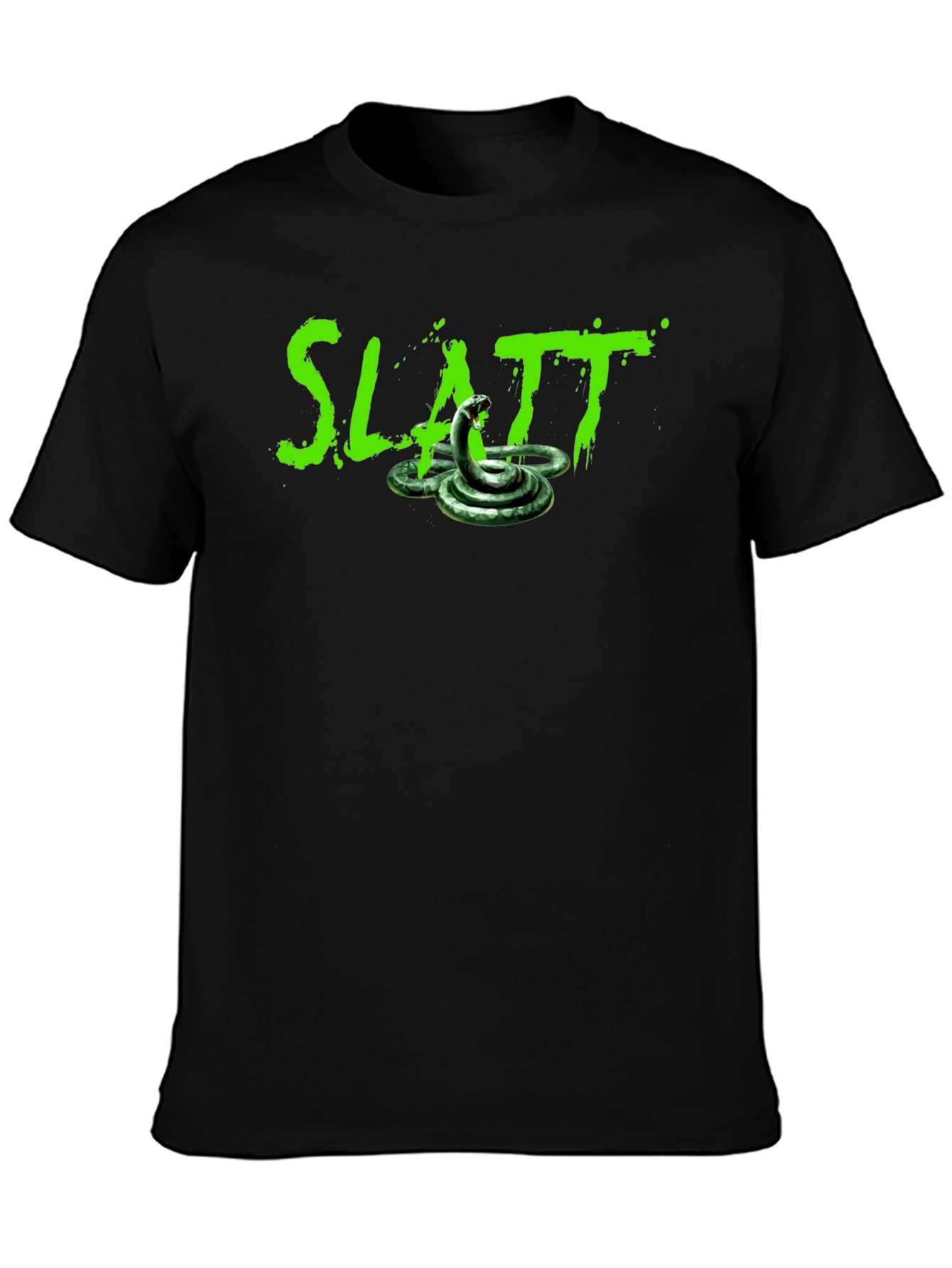 Slatt Snake Graphic Tee - Black Cotton T-Shirt