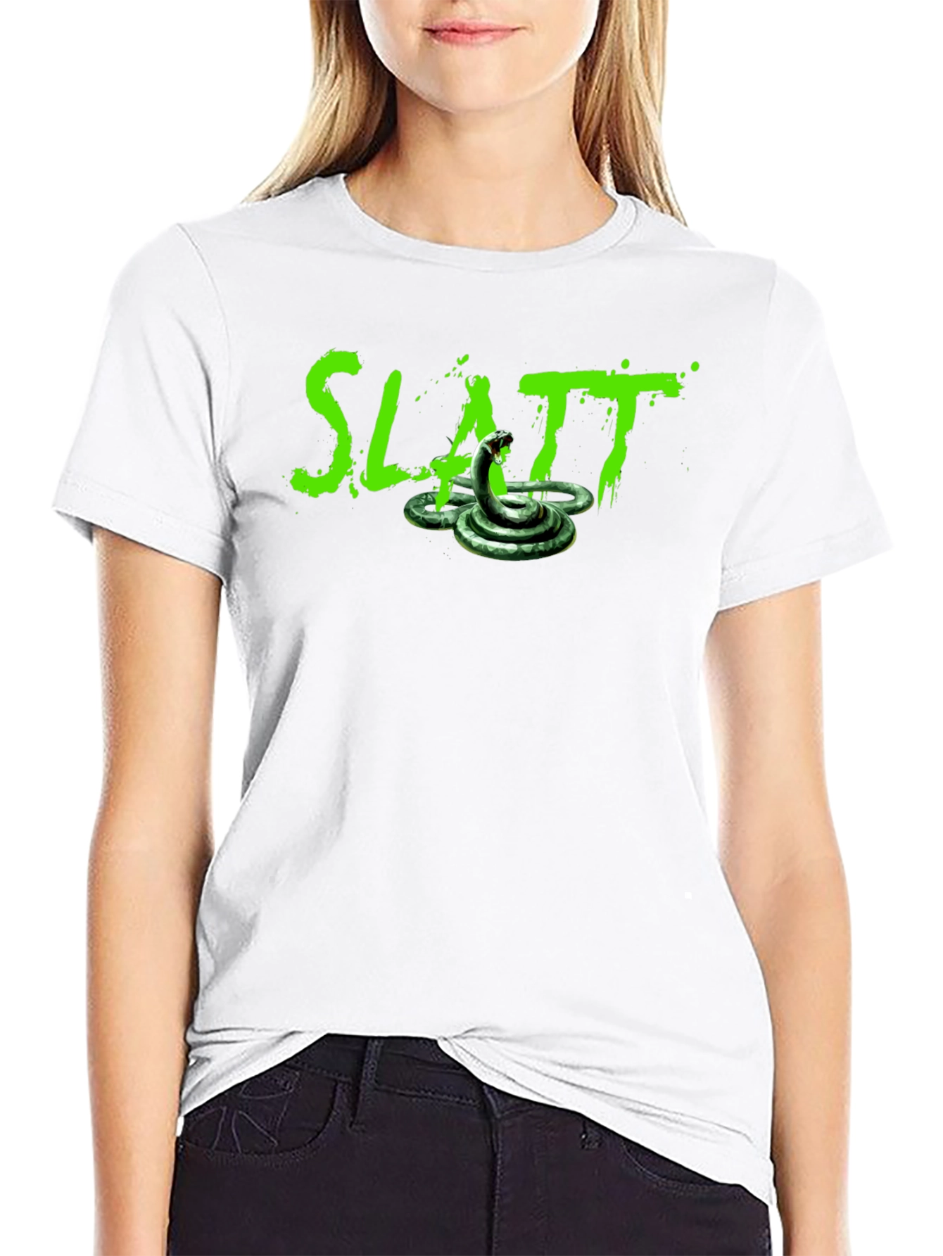 Slatt Snake Graphic Tee - Black Cotton T-Shirt