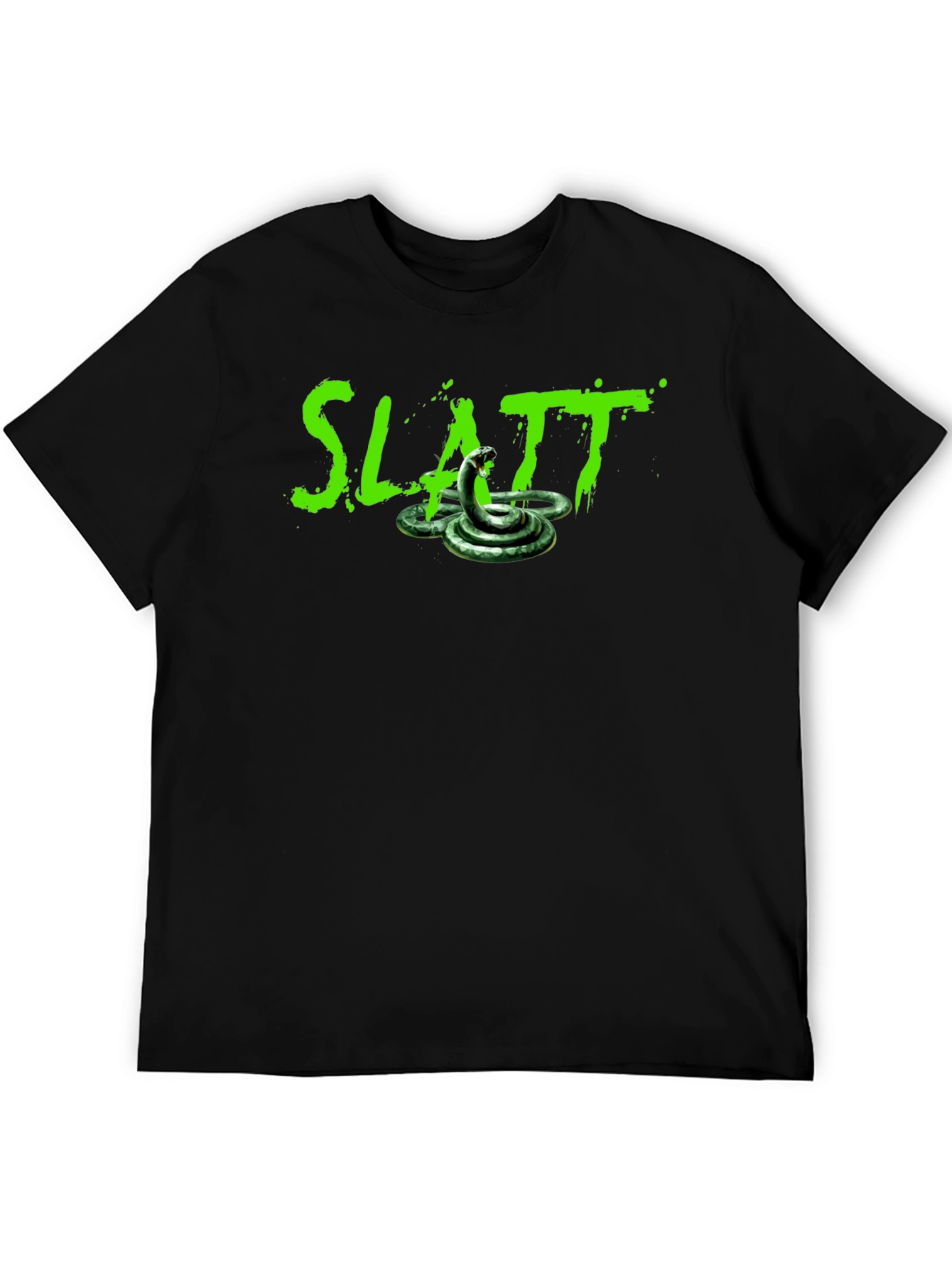 Slatt Snake Graphic Tee - Black Cotton T-Shirt