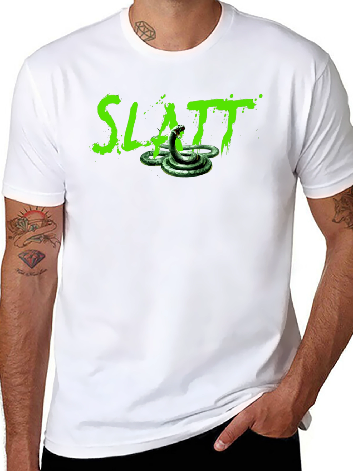 Slatt Snake Graphic Tee - Black Cotton T-Shirt