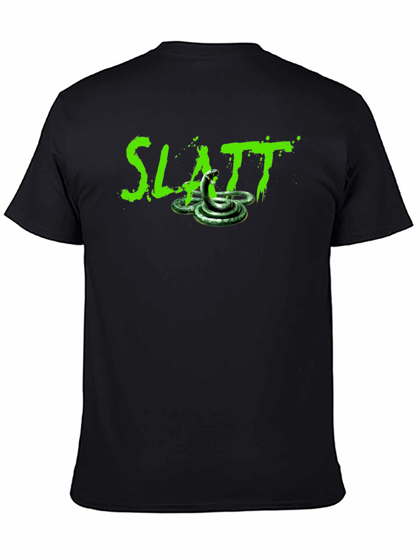 Slatt Snake Graphic Tee - Black Cotton T-Shirt