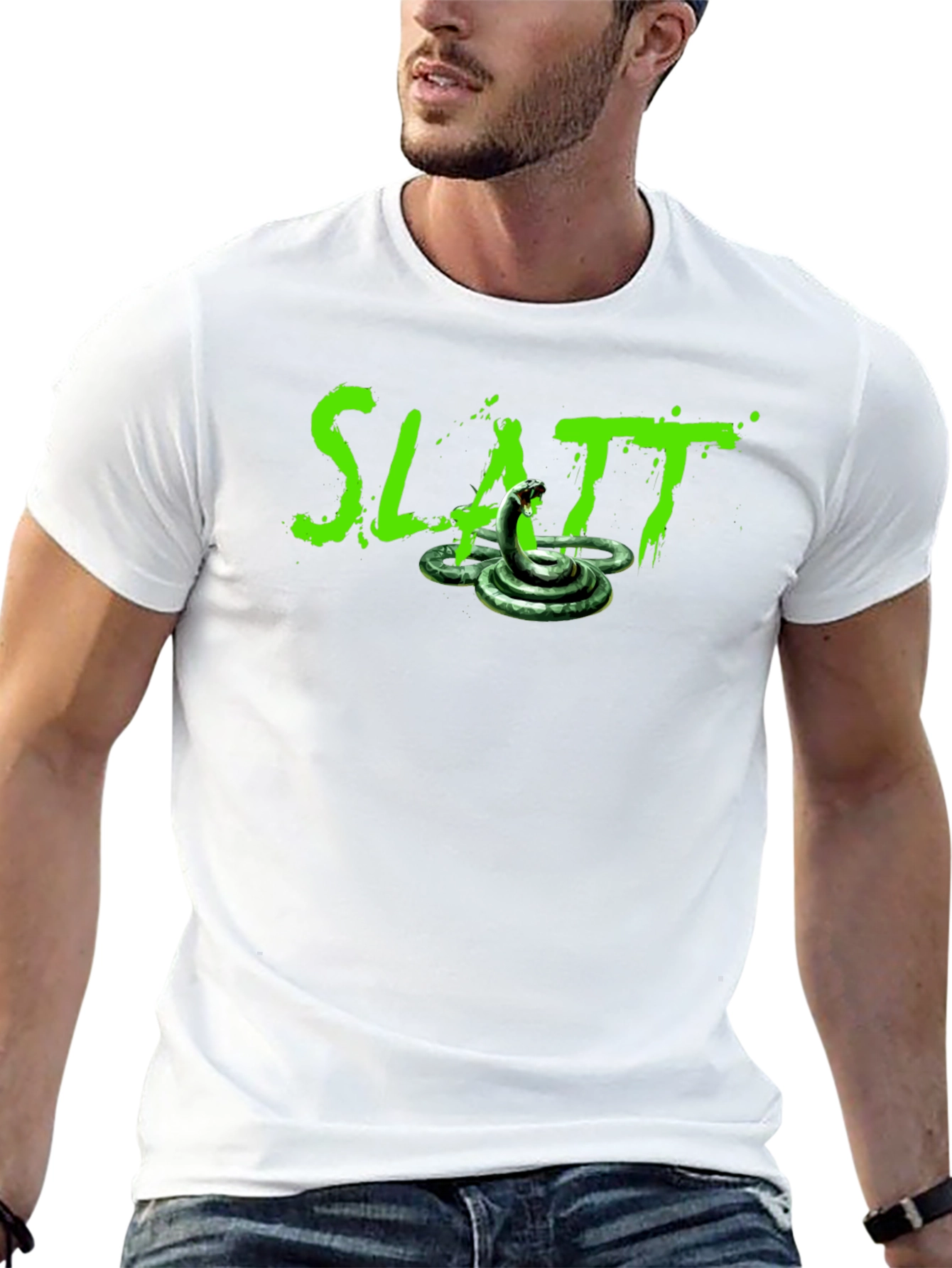 Slatt Snake Graphic Tee - Black Cotton T-Shirt