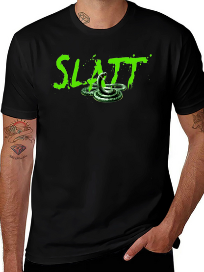 Slatt Snake Graphic Tee - Black Cotton T-Shirt