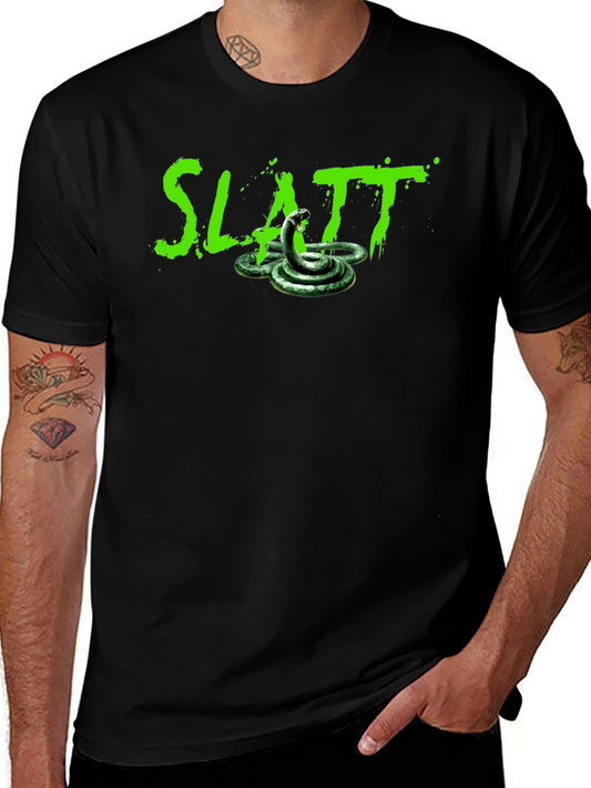 Slatt Snake Graphic Tee - Black Cotton T-Shirt