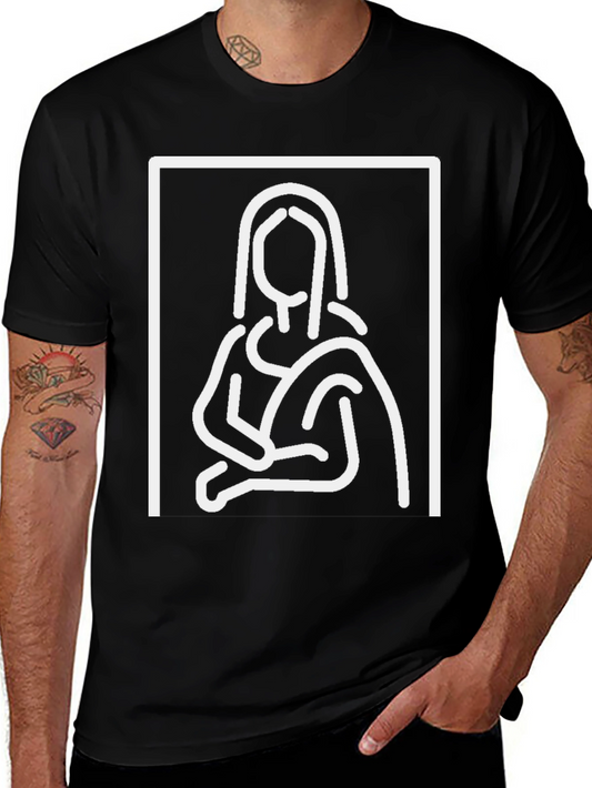 Mona Lisa Line Art Graphic Tee - Modern Minimalist Design