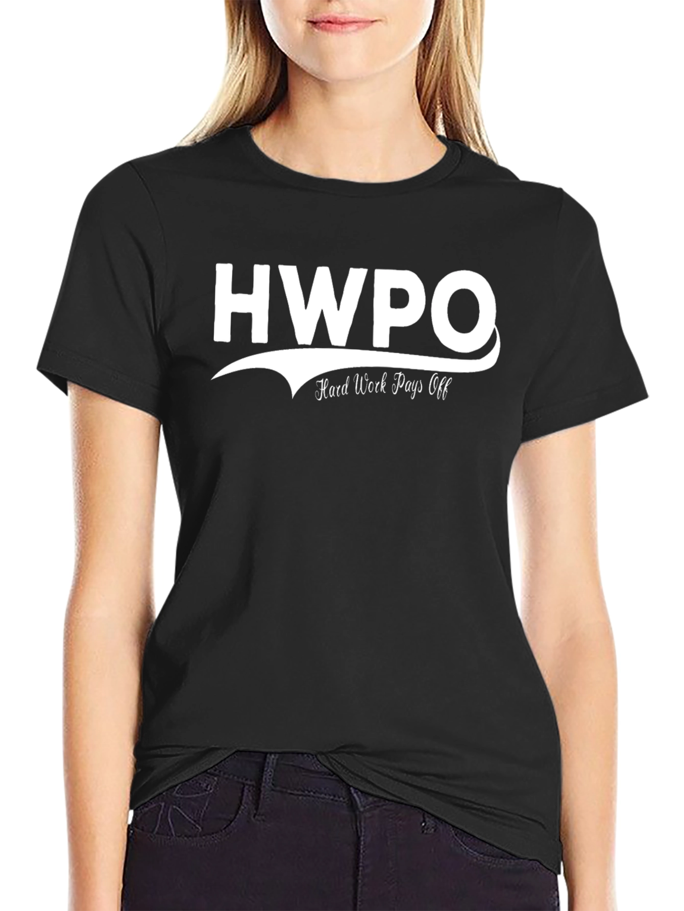 HWPO Hard Work Pays Off Black Graphic T-Shirt