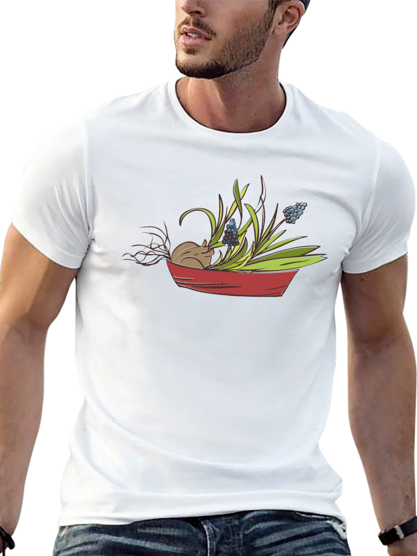 Cute Mouse & Flower Garden T-Shirt