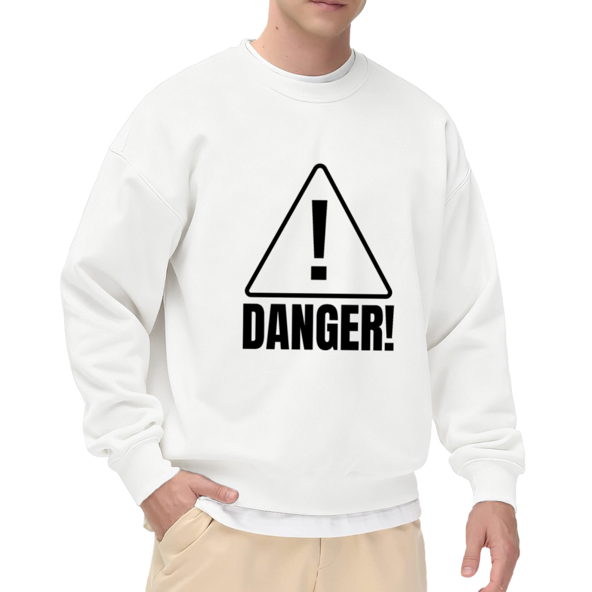 Danger Warning Sign Sweatshirt - Funny Danger Exclamation Crewneck, Hazard Sign Humor Pullover, Bold Statement Gift Sweatshirt, Gag Warning Top