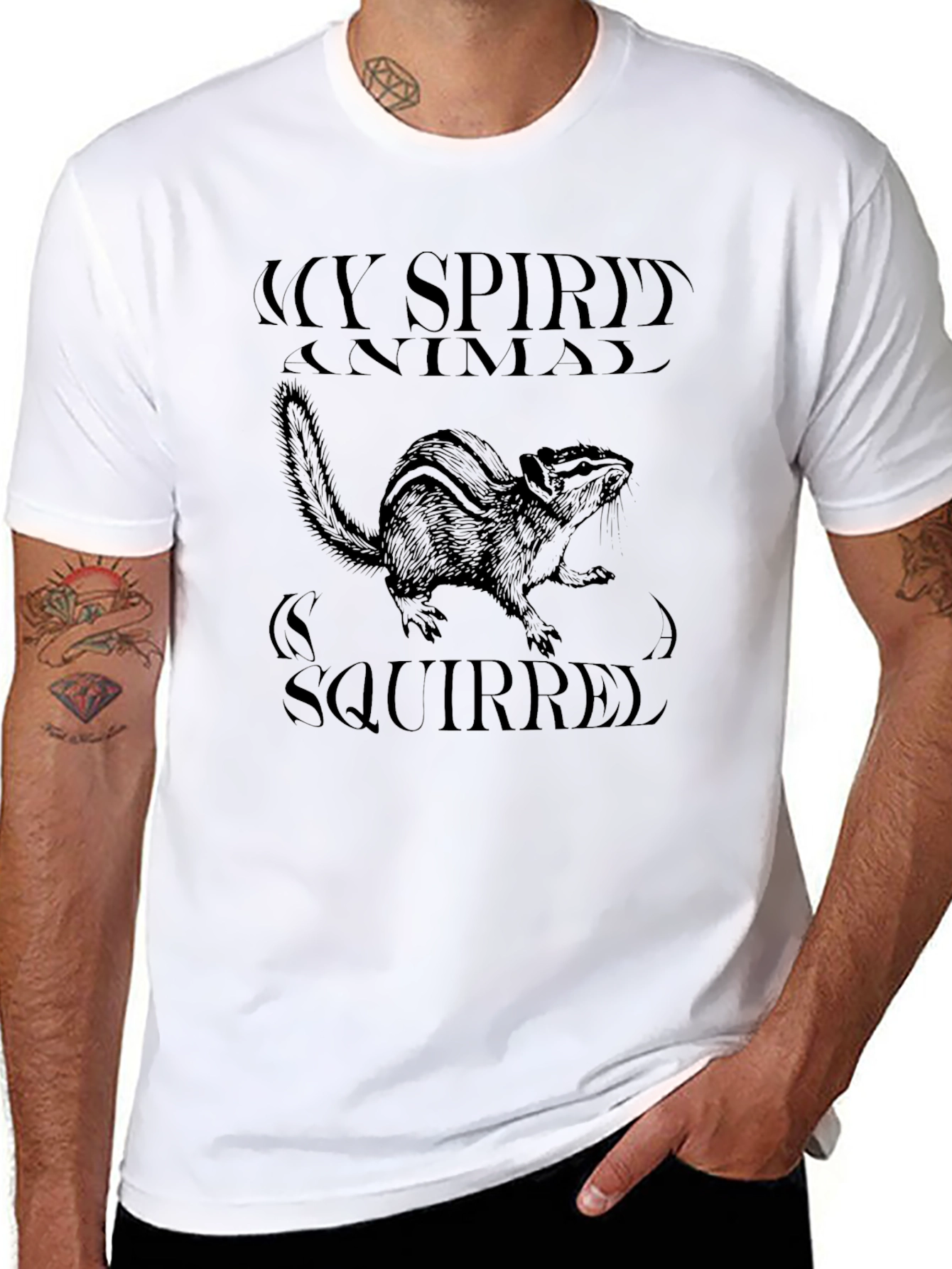 My Spirit Animal Squirrel Black Graphic Tee Shirt