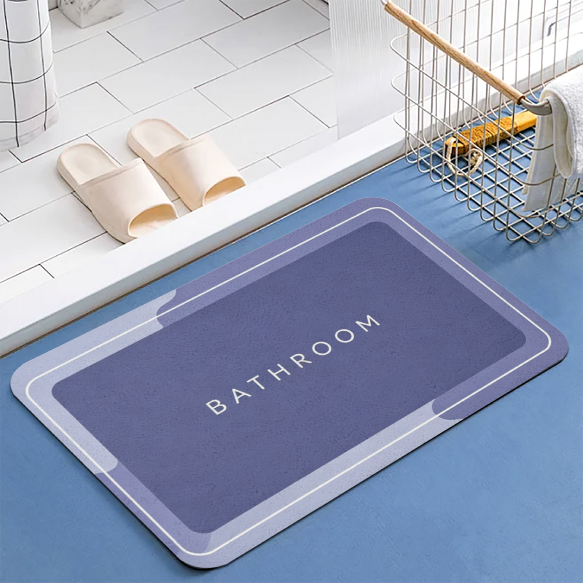 Minimal BATHROOM Letter Print Diatomite Absorbent Mat