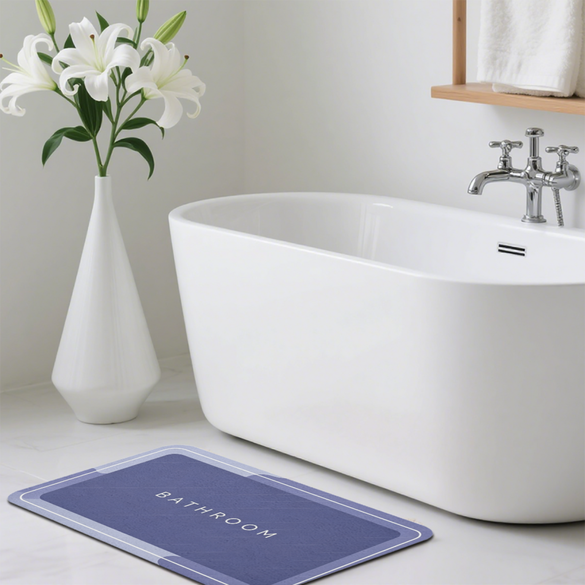 Minimal BATHROOM Letter Print Diatomite Absorbent Mat
