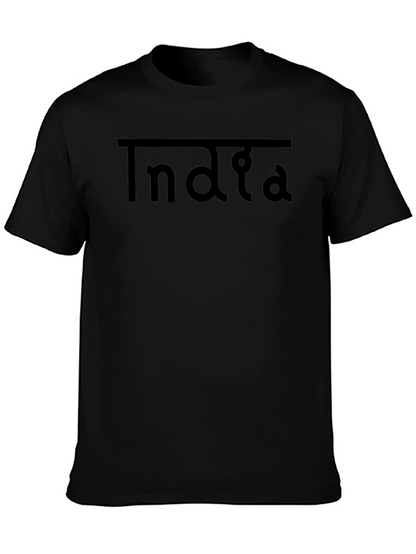 India Graphic T-Shirt - Black Crew Neck Tee