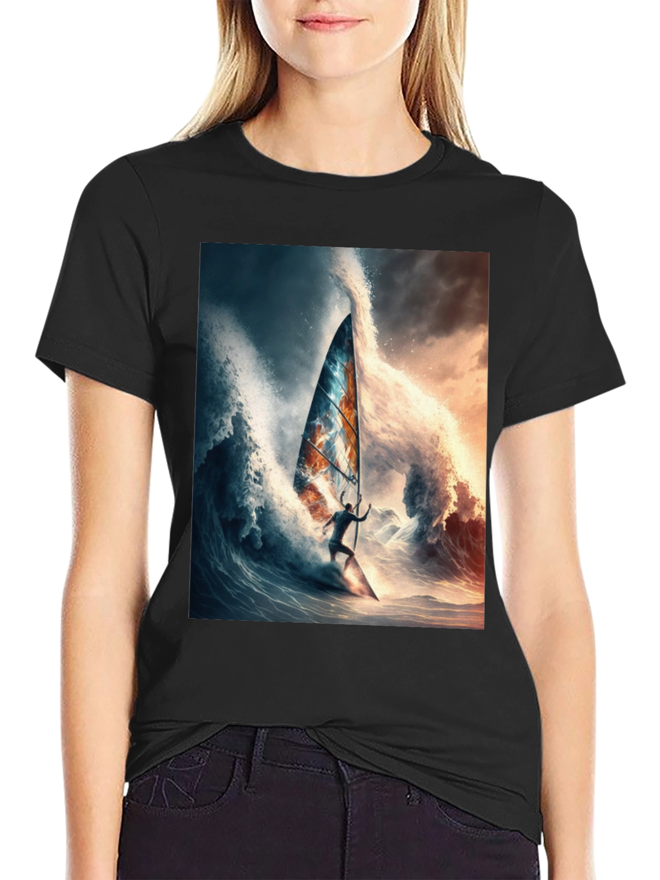 Wave Rider Tee - Black Graphic T-Shirt