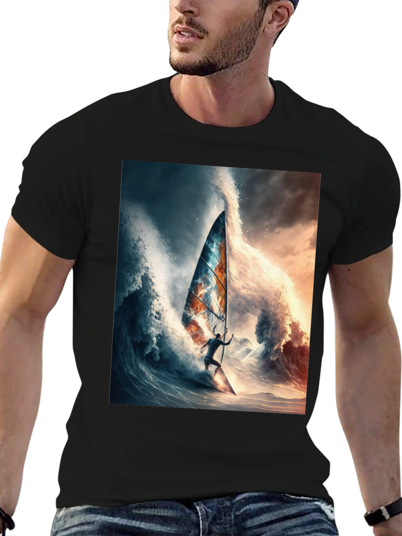 Wave Rider Tee - Black Graphic T-Shirt