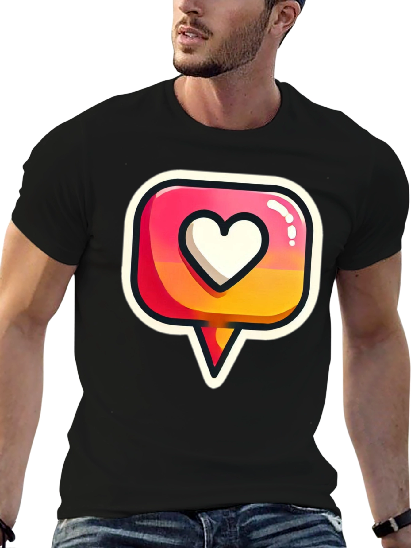 Heart Icon Graphic Tee - Trendy Black T-Shirt
