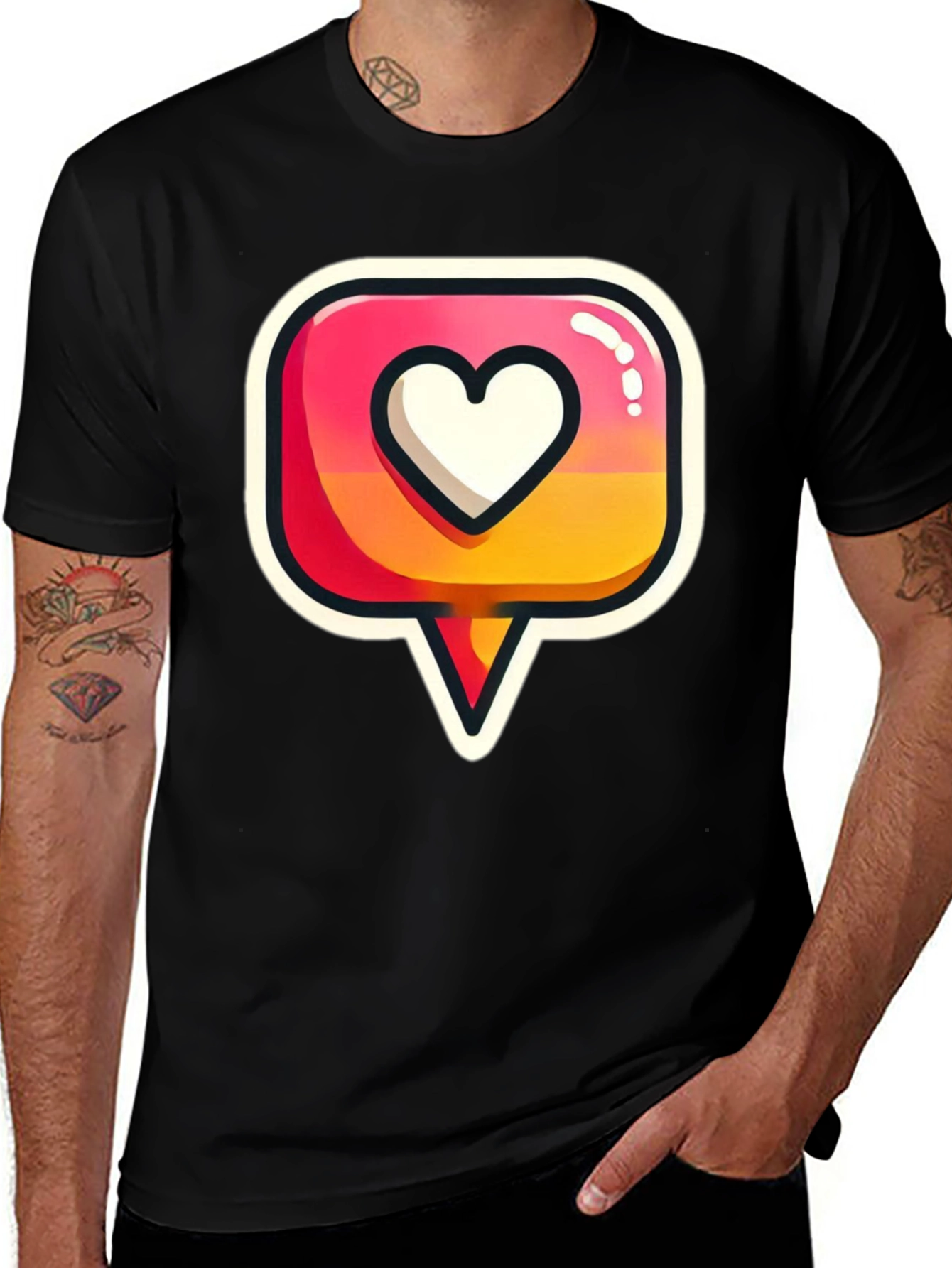 Heart Icon Graphic Tee - Trendy Black T-Shirt