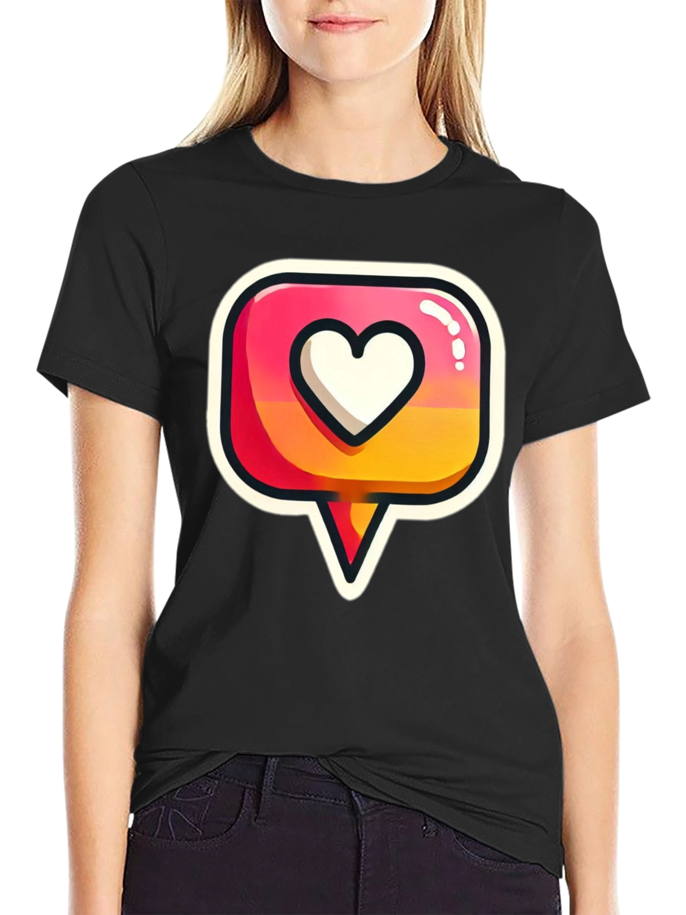 Heart Icon Graphic Tee - Trendy Black T-Shirt