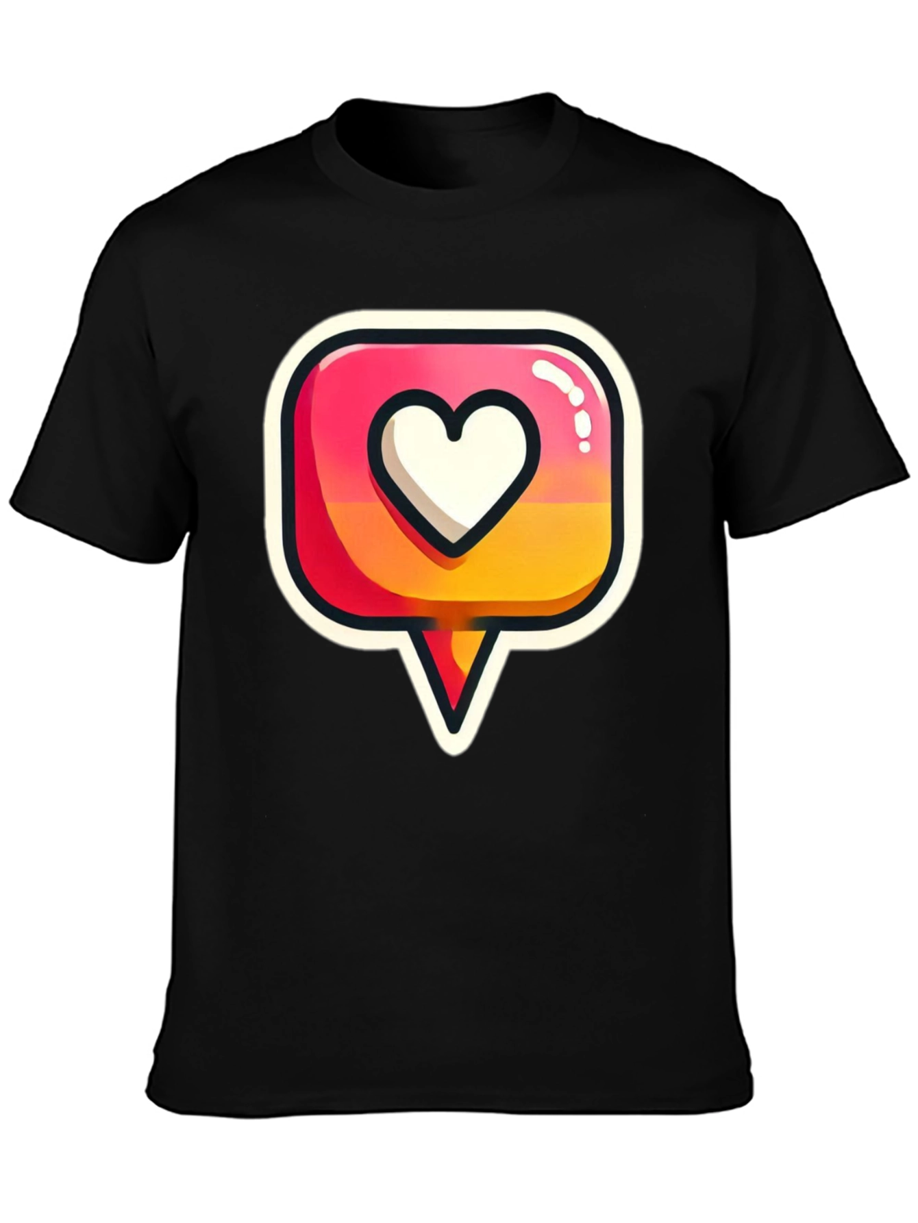 Heart Icon Graphic Tee - Trendy Black T-Shirt