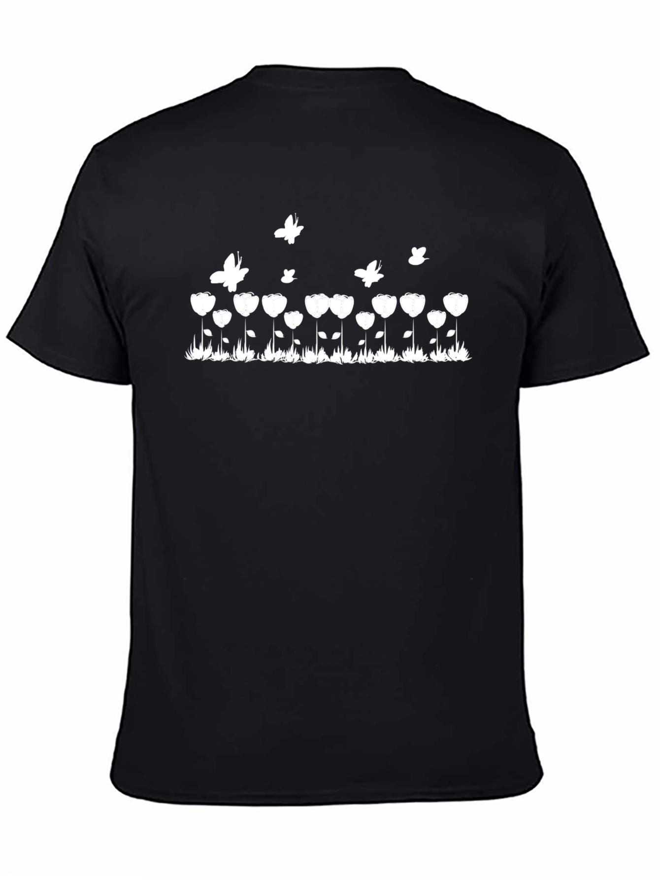 Floral Butterfly Graphic Black T-Shirt