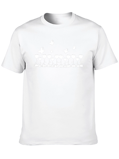 Floral Butterfly Graphic Black T-Shirt