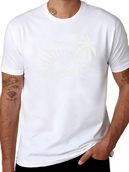 Tropical Palm Sunset Graphic Tee - Black