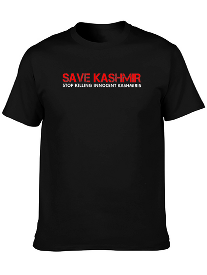 Save Kashmir Graphic Tee - Black Cotton Activist Shirt