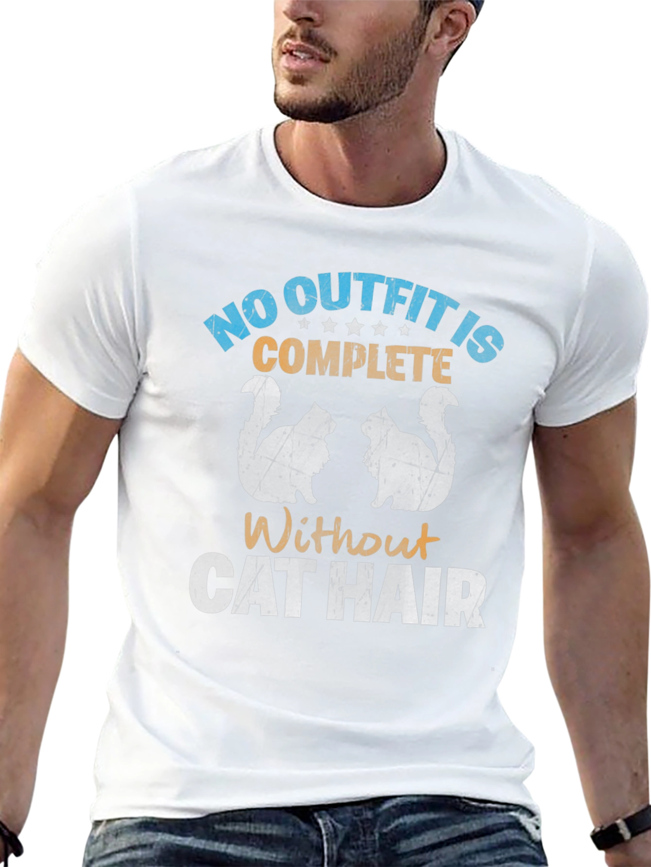 Funny Cat Hair T-Shirt: No Outfit Complete