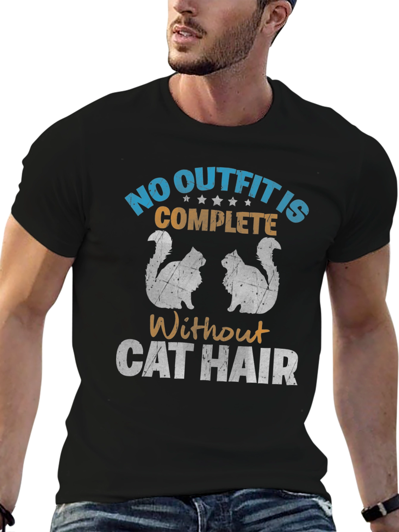 Funny Cat Hair T-Shirt: No Outfit Complete