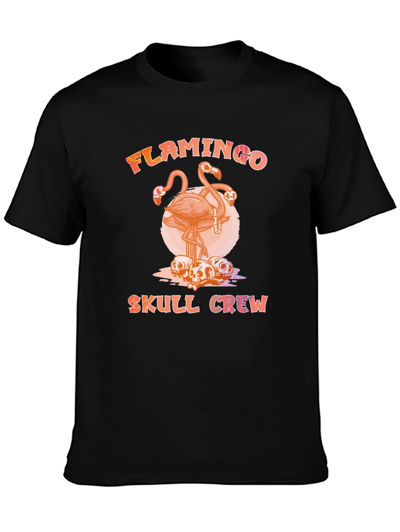 Flamingo Skull Crew T-Shirt - Unique Graphic Tee