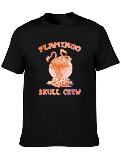 Flamingo Skull Crew T-Shirt - Unique Graphic Tee