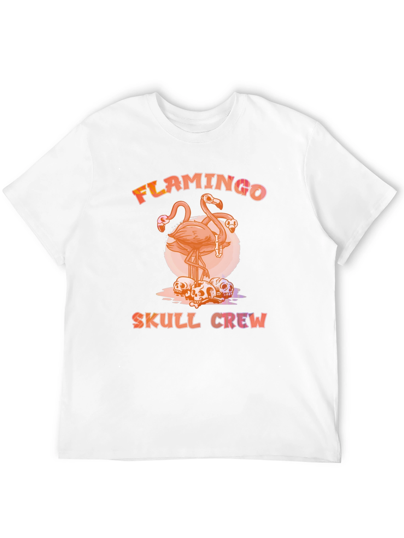Flamingo Skull Crew T-Shirt - Unique Graphic Tee