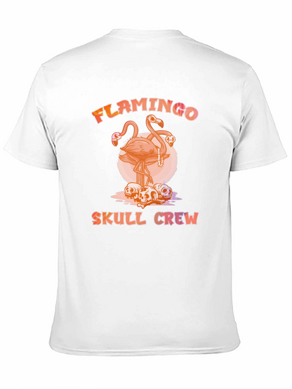 Flamingo Skull Crew T-Shirt - Unique Graphic Tee
