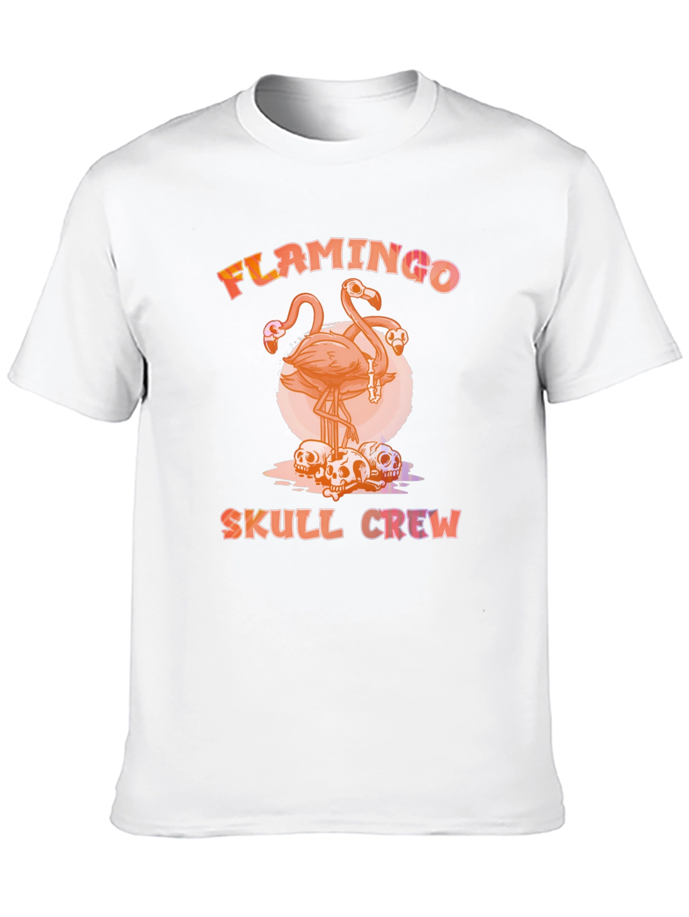 Flamingo Skull Crew T-Shirt - Unique Graphic Tee