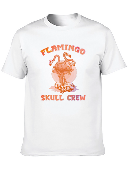 Flamingo Skull Crew T-Shirt - Unique Graphic Tee