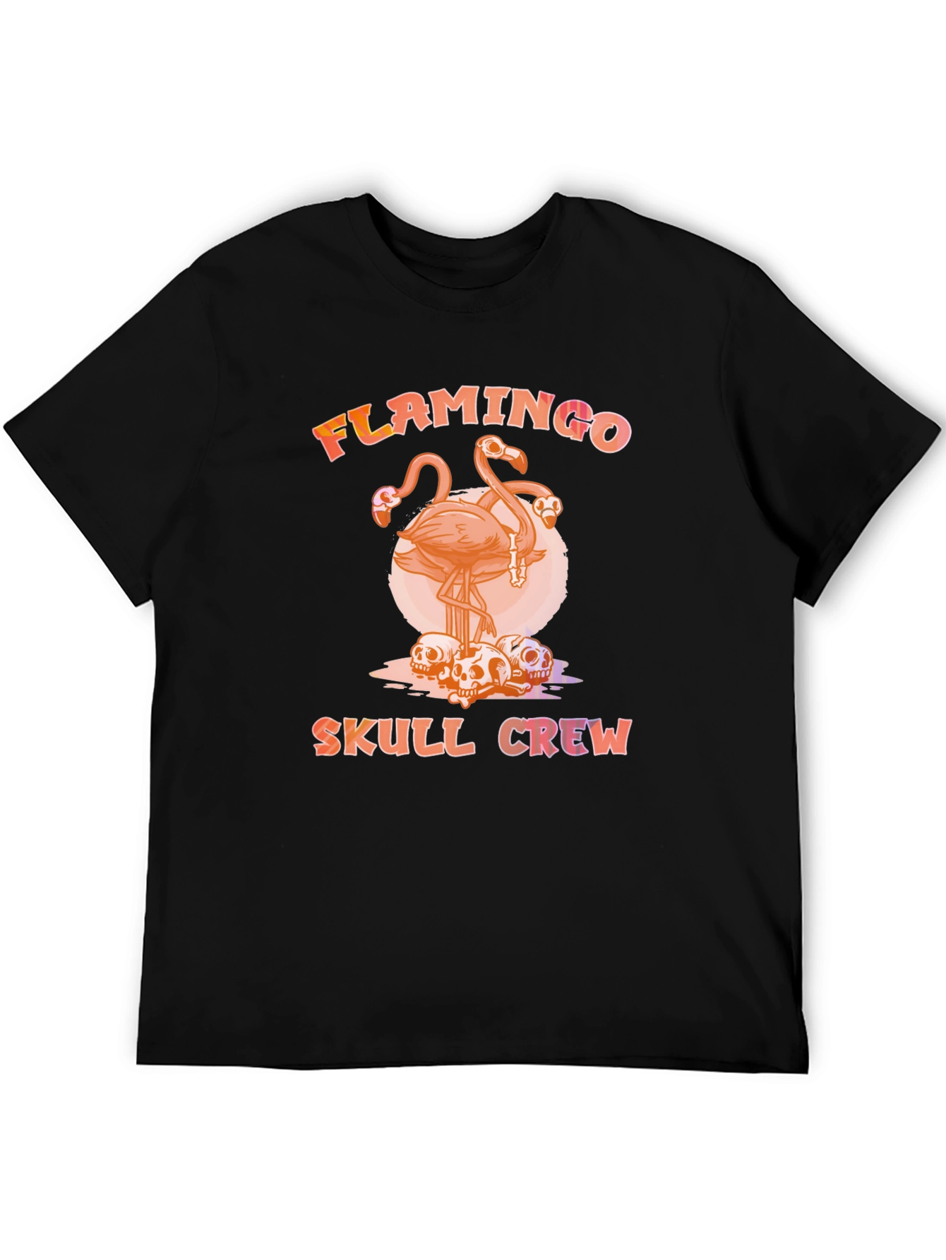 Flamingo Skull Crew T-Shirt - Unique Graphic Tee