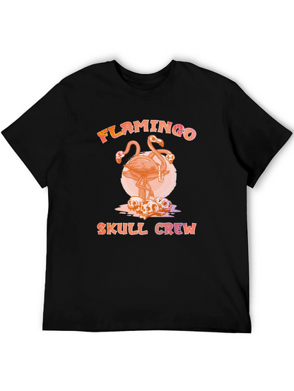 Flamingo Skull Crew T-Shirt - Unique Graphic Tee