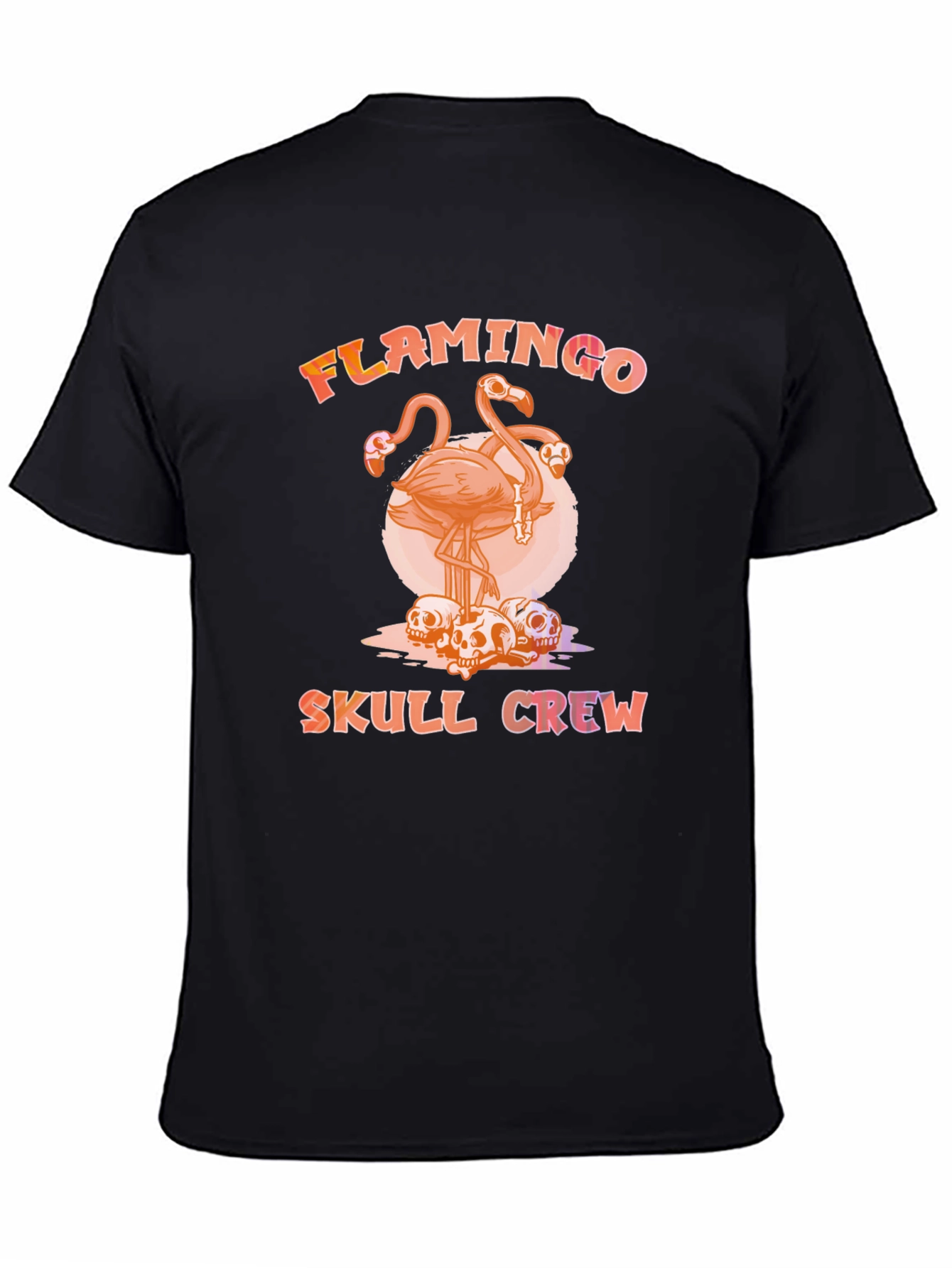 Flamingo Skull Crew T-Shirt - Unique Graphic Tee
