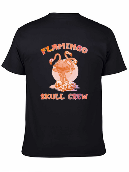 Flamingo Skull Crew T-Shirt - Unique Graphic Tee