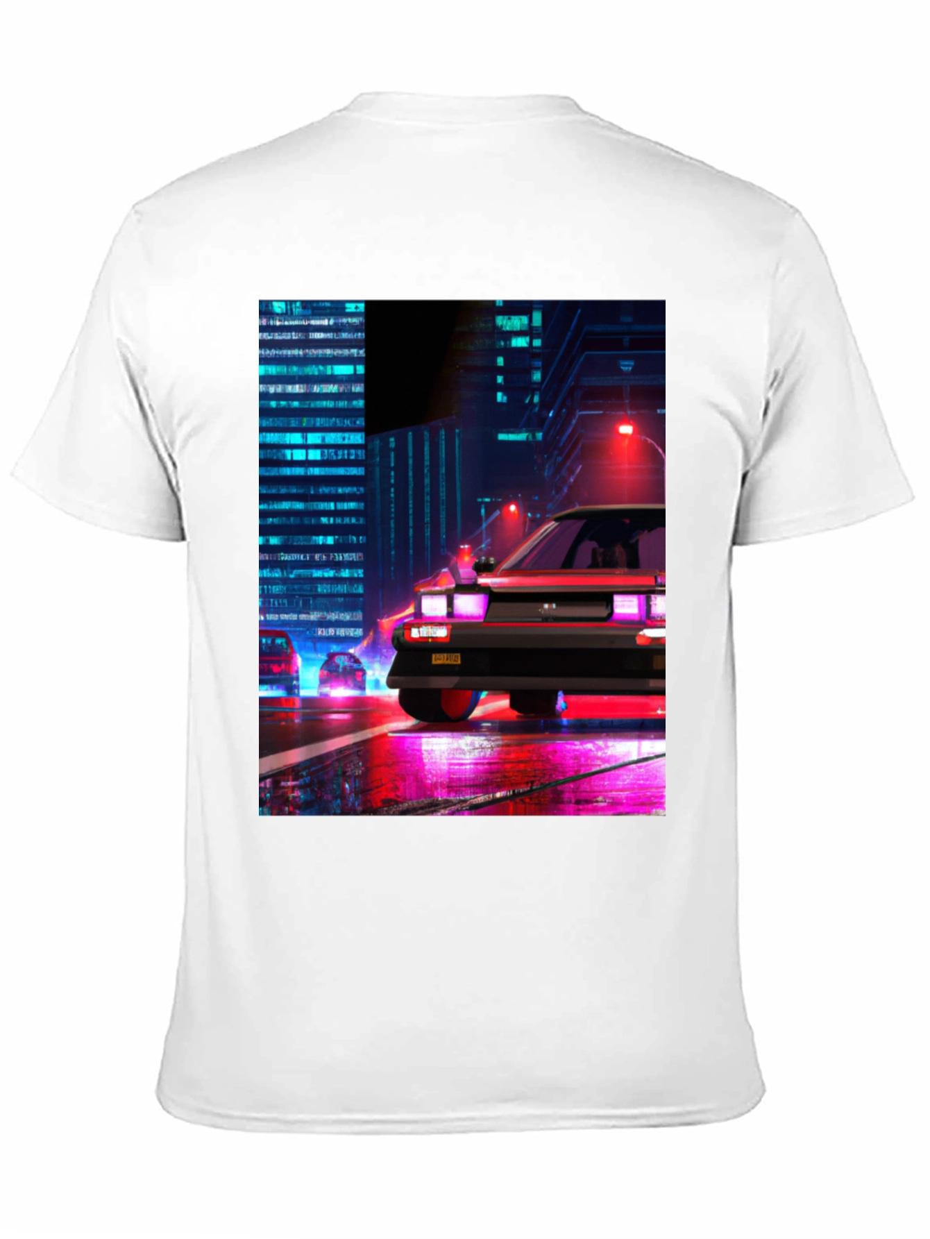 Cyberpunk Car T-Shirt - Retro Cityscape Design