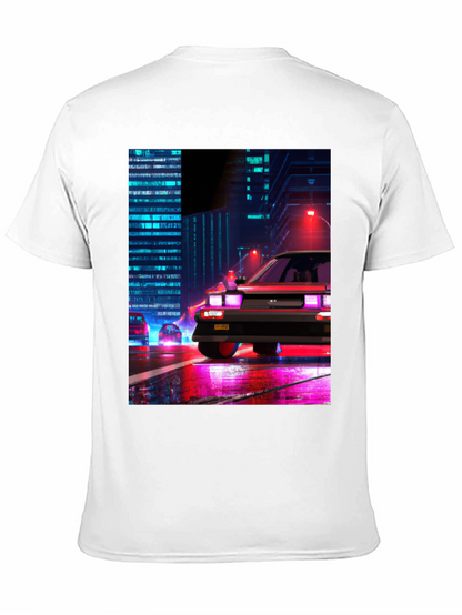 Cyberpunk Car T-Shirt - Retro Cityscape Design