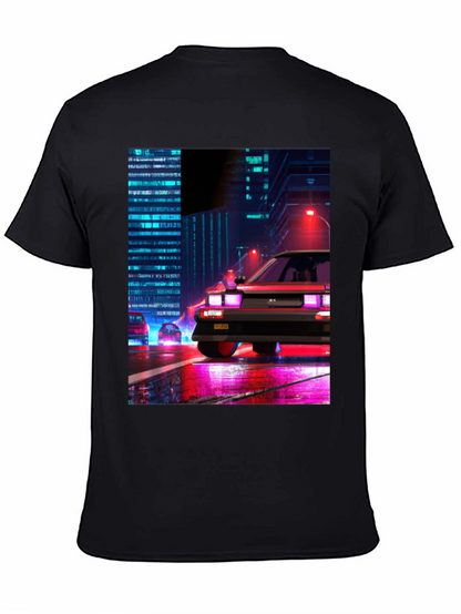 Cyberpunk Car T-Shirt - Retro Cityscape Design