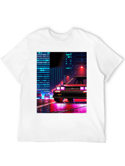 Cyberpunk Car T-Shirt - Retro Cityscape Design