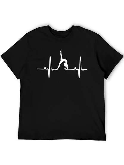 Gymnast Heartbeat Graphic Tee - Black Cotton T-Shirt