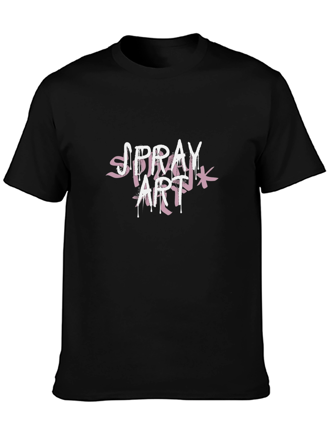 Spray Art Graphic Print Black T-Shirt