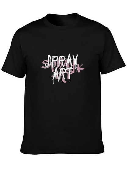 Spray Art Graphic Print Black T-Shirt